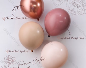 Custom High Quality DIY Balloon Garland Kit/ Pastel MATTE Colors- Doubled Blush/Nude/Apricot/Dusty Pink Chrome Rose Gold Balloons Arch