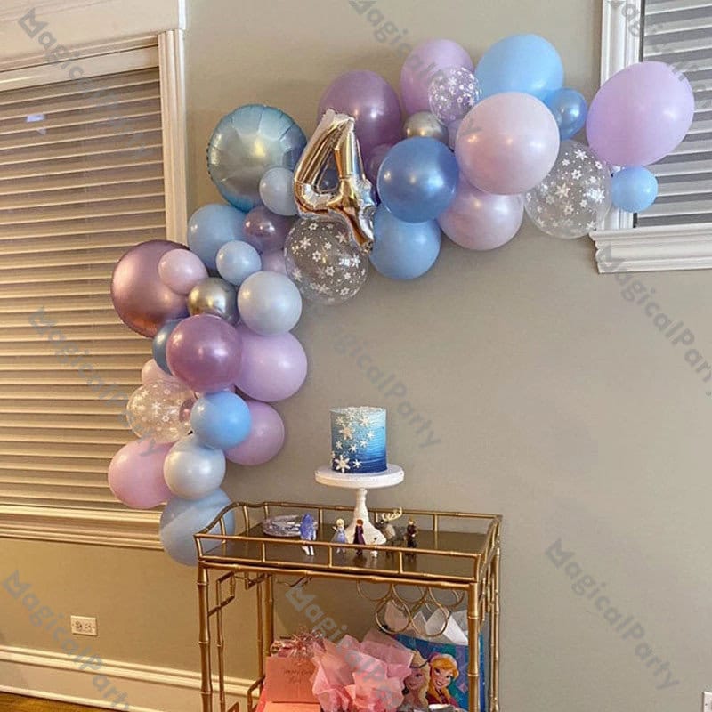 Winter Wonderland Snowflake Balloon Arch Kit - 156 Piece Frozen Party Decorations