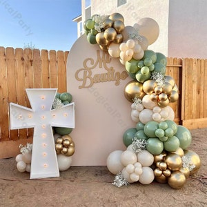 124 pezzi di palloncini verdi polverosi ad arco color sabbia naturale palloncini per feste baby shower genere rivelano festa di compleanno anniversario decorazione di nozze