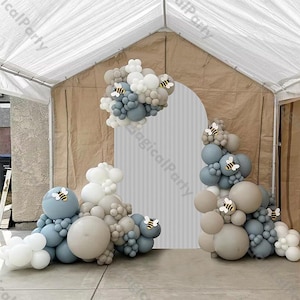 164pcs Bee Theme Arch Retro Smoke Blue Natural Sand White Balloons Kit Baby Birthday Shower Gender Reveal Bride Wedding Party Decor Supplies