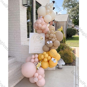 102pcs Bee Happy Balloon Garland Kit, Honey Lemon Yellow, Retro Pastel Pink Balloon, Mama To Bee Baby Shower, Gender Reveal Balloon Decor