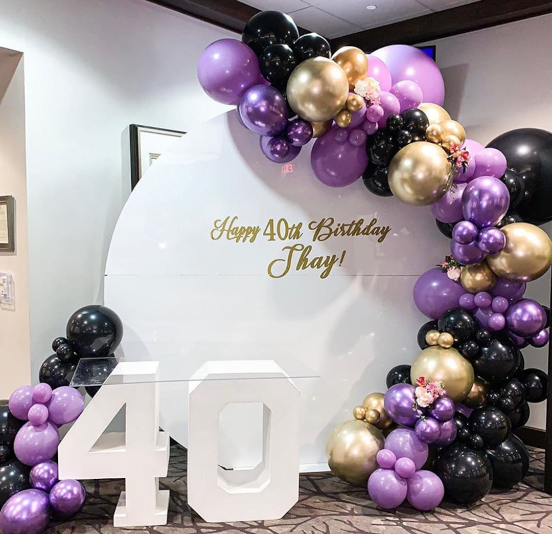141pcs Purple Black Balloon Garland Kit Chrome Purple Gold Balloon Arch
