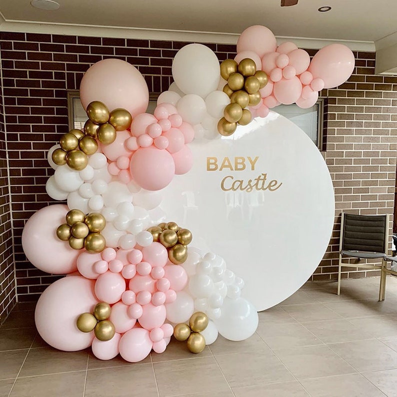 193pcs maca baby pink white balloon garland arch kit chrome gold balloon set Wedding baby shower Birthday Party St Patrick/'s Day decoration