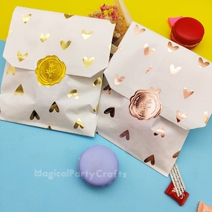 25 pezzi 12*22,5 cm sacchetto di carta a forma di cuore bianco, sacchetto di carta con lamina dorata e rosa per dessert, piccoli sacchetti di carta per feste e regali, sacchetti di compleanno per matrimoni