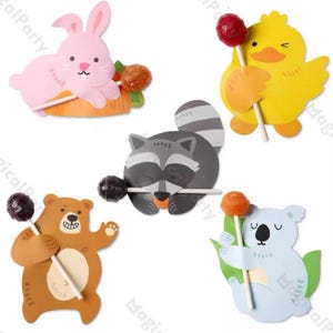 10 peças de porta-cartões de presente de Páscoa, porta-cartões de animais de desenho animado de primavera, porta-doces, cartão de felicitações de Páscoa, jardim de infância, atividade para crianças, decoração de doces