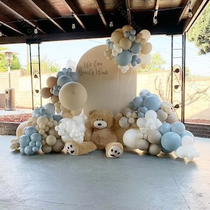 162 palloncini retrò, arco, palloncino blu e bianco, sfondo per rivelazione del sesso, baby shower, orsetto, kit per feste di compleanno, anniversario di matrimonio, decorazioni con palloncini