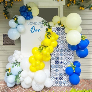 115pcs Matte Dark Blue Yelloow White Balloon Garland Arch Kit Baby Shower Globos Birthday Gender Reveal Bride Wedding Party Decoration