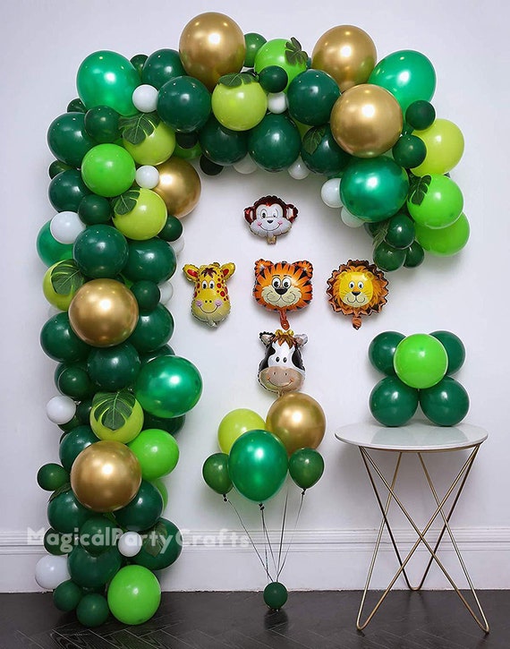 137pcs globo verde guirnalda kit bosque verde globos de oro-animal