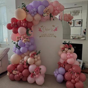 151pcs Boho Balloon Arch Kit,Retro Dusk Pink,Light Smoke Purple Balloons,Baby Shower,Kid Birthday,Gender Reveal, Bridal Wedding Party Decor