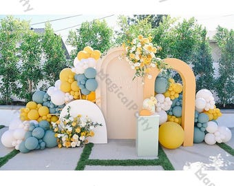 118/168 Little Sunshine Balloon Garland,Retro Yellow Blue Balloon,Baby Shower,Gender Reveal,First Trip Around The Sun Birthday,Party Decor