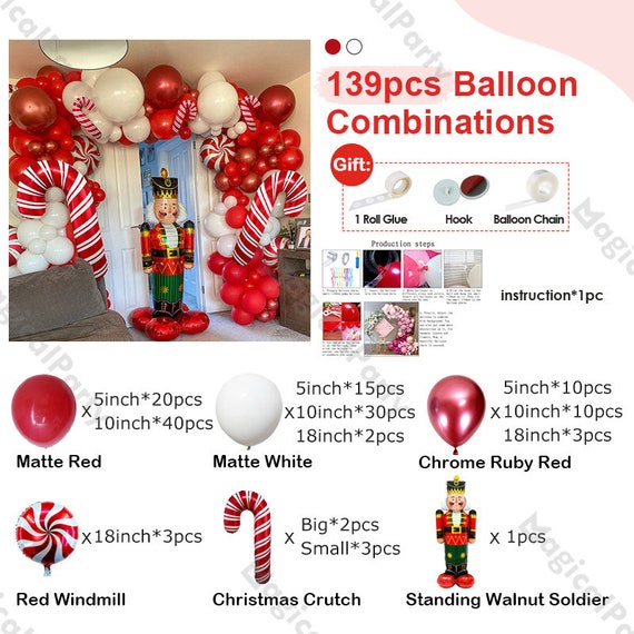 139pcs Christmas Balloon Garland Arch Kit Matte Ruby Red Windmill