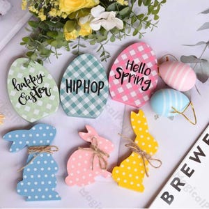Personalised Easter Bunny Ornament, Easter Wooden Bunnies, Table Ornaments,  ,Easter Basket Gift,Easter Creative Gifts, Easter Home Decor