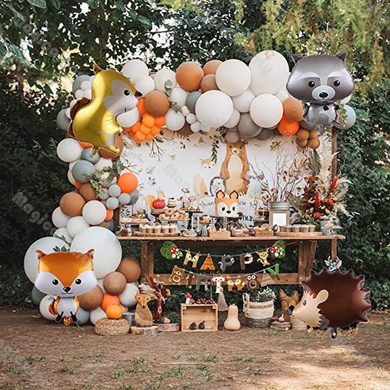 30 Festoni pendenti animali del bosco con ghirlanda Happy Birthday
