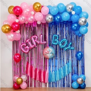 4-8ft Baby Birthday Party Balloon Garland Arch Kit Pink Blue Kids Party Supplies Gender Reveal Decor Wedding Boho Bridal Shower