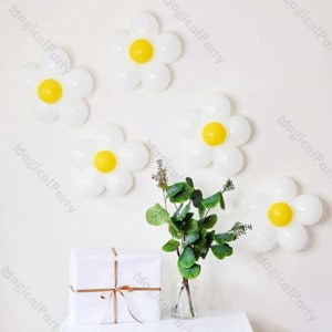 Kit palloncini margherita, sfondo da parete con palloncino fiore margherita bianco/giallo, Groovy One, Groovy Daisy, Two Groovy Party, Groovy Birthday Party Bomboniera