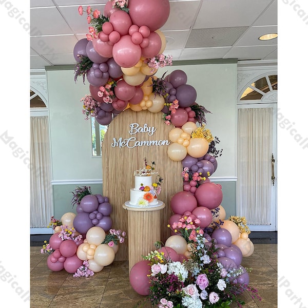 141pcs Dusty Pinkish purple Balloon Garland Baby Shower 1st Birthday Kids Party Decor Gender Reveal Wedding Boho Bridal Shower