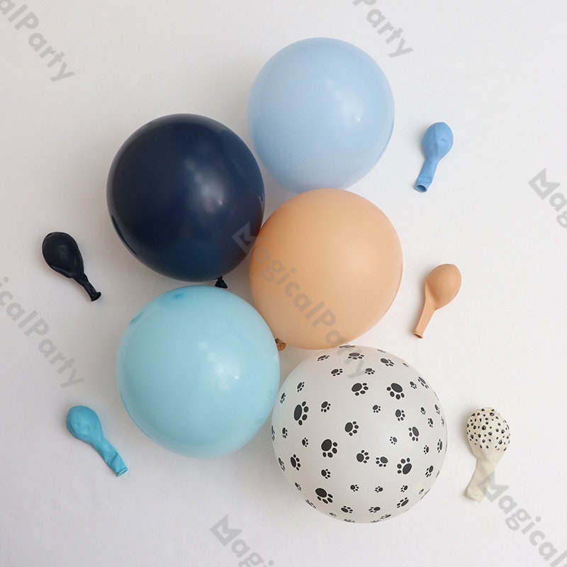 DIY Matte Navy Blue Cream Peach White Dog Print Latex Balloons Set Kids Baby Shower Boy 1st Birthday Party Gender Reveal Decorations