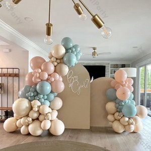 122 pz Retro Palloncino Ghirlanda Macaron Peach Blue Party Palloncini Baby Shower Genere Rivelare Forniture per Feste di Compleanno Decorazione di Cerimonia Nuziale