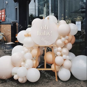 DIY 82pcs Double Cream peach White balloon garland kit Blush balloon arch Wedding Backdrop Birthday Party bridal shower latex Decoration image 1