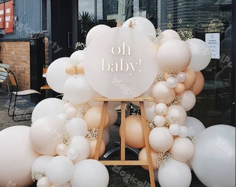 Kit de guirnalda de globos DIY de 82 piezas, color blanco melocotón y crema doble, arco de globos ruborizado, fondo de boda, fiesta de cumpleaños, decoración de látex para despedida de soltera