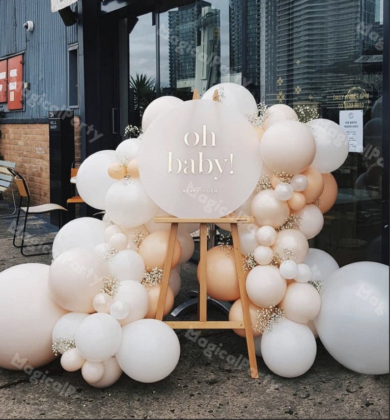 DIY 82pcs Double Cream peach White balloon garland kit Blush balloon arch Wedding Backdrop Birthday Party bridal shower latex Decoration image 1