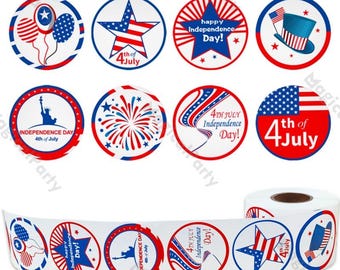 500pcs Independence Day Gift Box Notebook Stickers Journal Stickers American Flag Sticker 4th Of July Stickers Patriotic Round Stickers