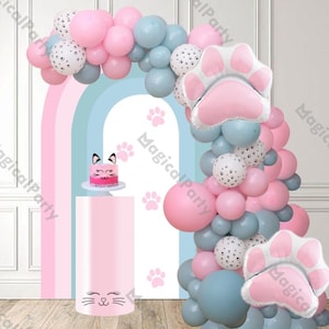 97/99 pz Tema Gatto Palloncino Ghirlanda Arco Dusty Blu Rosa Zampa di Gatto Foil Balloon Bambini 1st Compleanno Baby Shower Decorazione del partito