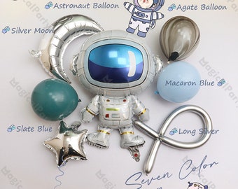 Outer Space theme Balloons, Two the Moon Birthday Party Decoration, Astronaut Themed Baby Shower, Silver Moon/Star/ Qualatex Planet Balloon
