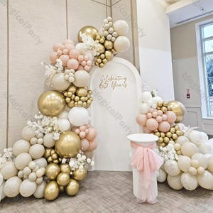 152pcs Neutral Boho Balloon Arch Kit, Dusk Pink,Natural Sand, Chrome Sand Gold Balloons Baby Shower, Bridal Wedding,Bachelorette Party Decor