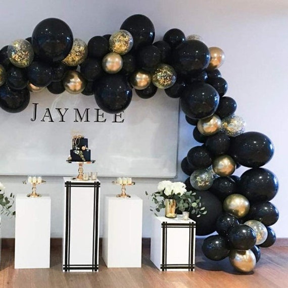 Black Gold Balloon Arch Garland Kit 100Pcs Graduation Party Decorations  Birthday Bachelor New Years Eve Party