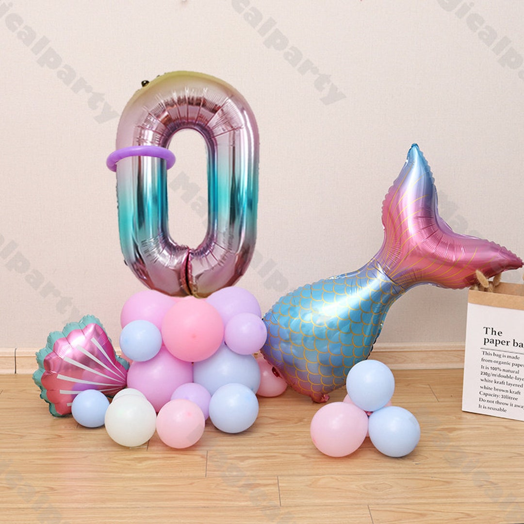 49pcs Mermaid Balloon Garland Gradient Numbers Foil Balloon Etsy