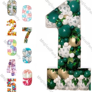 Kit de mosaico de luces con marco de globo gigante precortado número 1, plantilla de globo, marco gigante para decoraciones de cumpleaños, aniversarios, fondo de fiesta