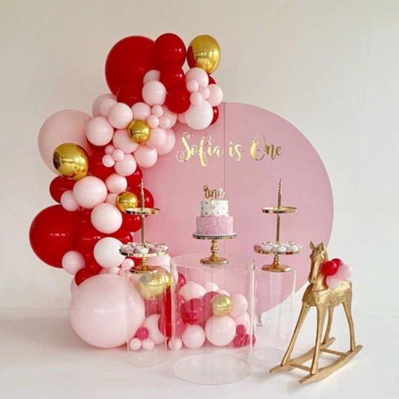 95pcs Baby 1th Happy Birthday Backdrop Party Decoration Balloon Supplies  Pink Red Gold Latex Balloons Garland Arch Bay Shower 