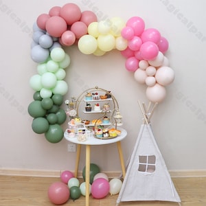 105pcs Retro Dusty Pink Yellow Balloon Garland Kit Pastel Latex Balloon Arch Balloons Baby Shower Macaron Mint Birthday Engagement Decor