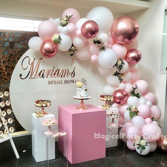 117pcs Macaron Baby Pink White Balloon Garland Arch Kit Rose 4D Balloon for  Birthday Party Baby Shower Decoration Mother's Day Gender Party -   Israel