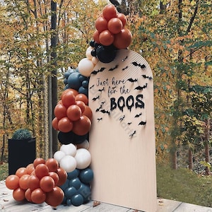 107pcs Halloween Balloon Arch Retro Blue Orange Kid Birthday Ballon Bat Stickers Gender Reveal Fall Baby Shower Horror Festival Decoration