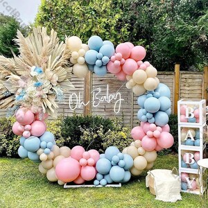127/146pcs Pastel Balloon Arch Kit,Macaron Blue Pink Balloons,Baby Shower,Kid Birthdays,Gender Reveal,Rustic Wedding Background Decor