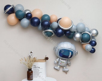 Kit de 68 globos para hacer tú mismo en el espacio exterior, con guirnalda de globos en órbita, para cumpleaños de astronauta, baby shower espacial, dos, la luna, primer viaje alrededor del sol.