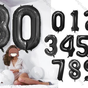 40 Inch Black Large Numbers Balloons Number 1 Digit 1 Helium Balloons,Foil Mylar Big Number Balloons for Birthday Party supplies Decorations