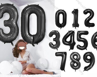 40 Inch Black Large Numbers Balloons Number 1 Digit 1 Helium Balloons,Foil Mylar Big Number Balloons for Birthday Party supplies Decoration