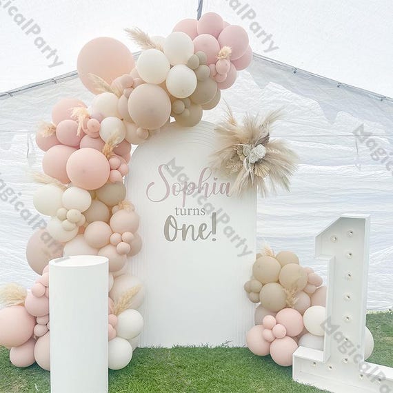 Dusty Pink Balloon Galand Ach Kit Pastel Blue Bown White