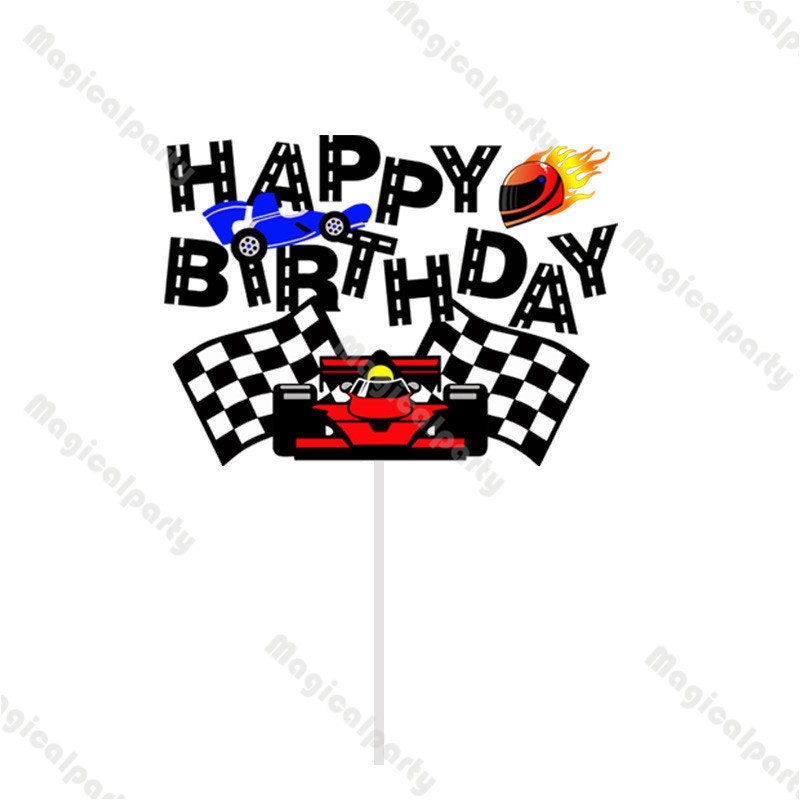 Race Car Theme Birthday Cake Topper Racing Happy Birthday 2nd Etsy