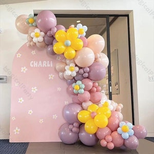 152stk Gänseblümchen Ballongirlande Altrosa Weiß Zitrone Boho Ballon-Babyparty-Kind-Geburtstag Gender Reveal Hochzeit Brautparty-Dekor