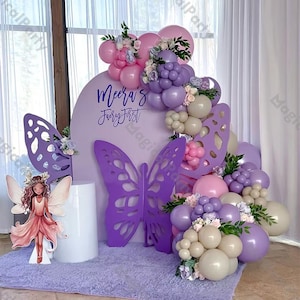 118 Butterfly Themed Balloon Arch Matte Pink Purple Natural Sand Balloons Baby Shower Kid Birthday Bridal Wedding Party Decoration Supplies