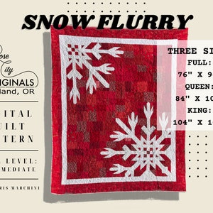 Snow Flurry - Patchwork Snowflake Quilt Pattern - PDF Download