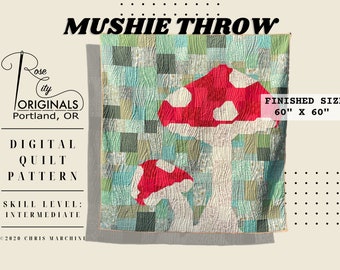 Mushie Throw - Patchwork Mushroom Quilt Pattern - PDF Download