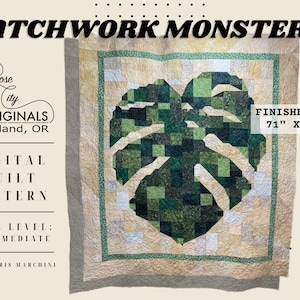 Patchwork Monstera - Quilt Pattern - PDF Download