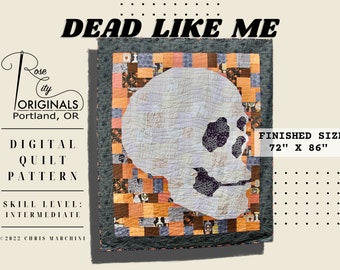 Dead Like Me - Patchwork Skull Quilt Pattern - PDF Download