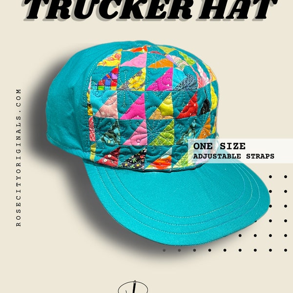 Quilted Trucker Hat - Digital PDF Pattern - Make your own hat