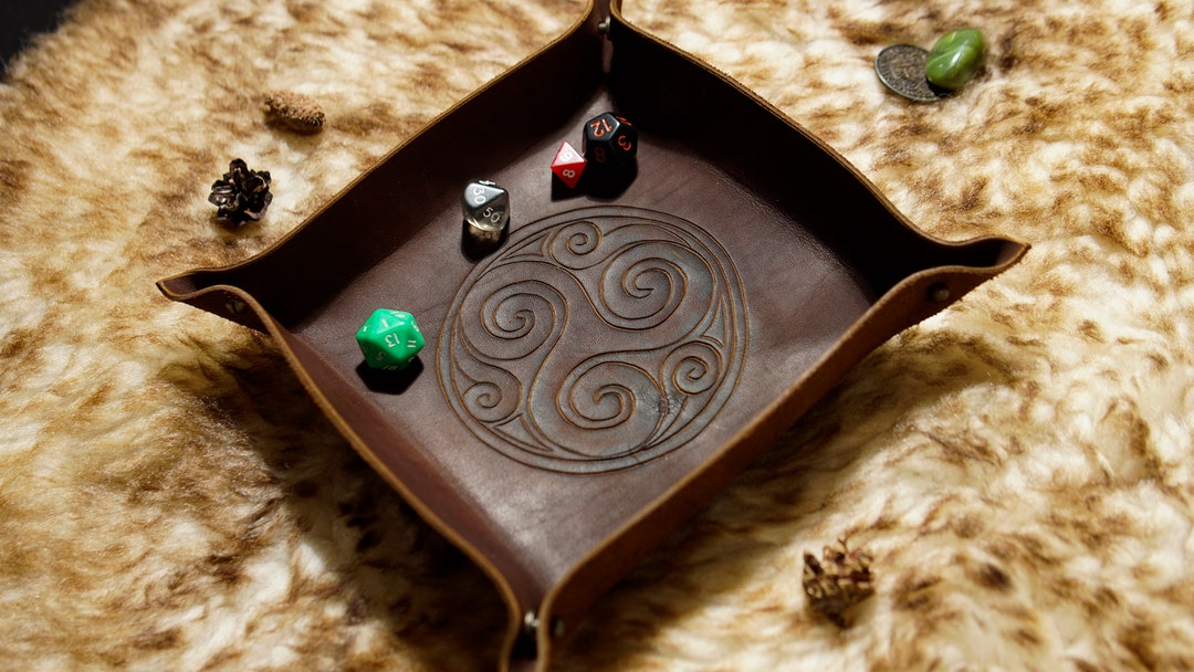 Celtic Leather Dice Holder Custom Dnd Dice Rolling Tray Desk Etsy